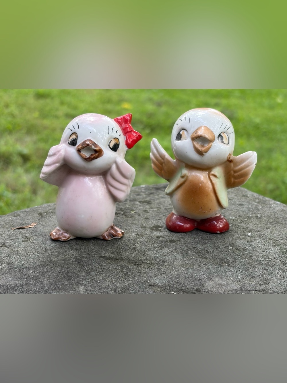 JOSEF ORIGINALS ANTHROPOMORPHIC KITSCHY BABY ROBINS 3" PORCELAIN 1950 JAPAN
